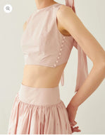 KANAKO TAMURA Back Ribbon Taffeta Blouse(Navy)